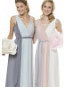 Grey Pink Chiffon Long Tulle Prom Dress Bridesmaid Dresses